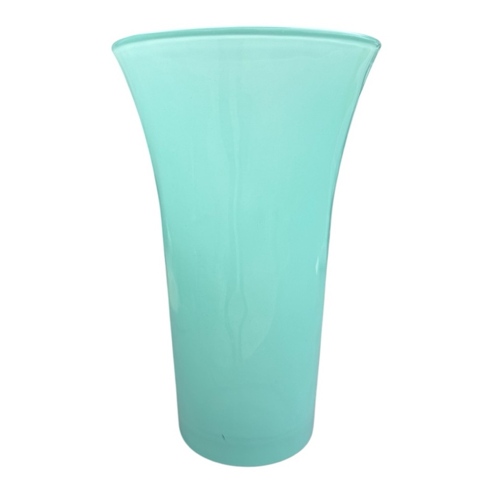Libbey Rare Old Frosted Green Glass Vase 8"